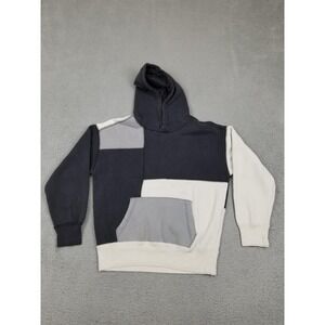 Hollister Hoodie Mens XS Black Gray White Oversized Fit‎ Colorblock Patchwork